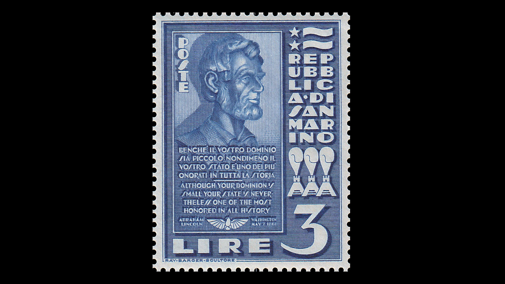 1938 San Marino Abraham Lincoln Bust