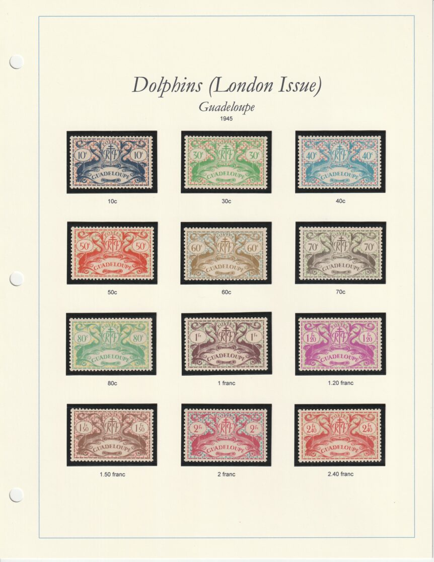 1945 Guadeloupe Dolphins London Issue