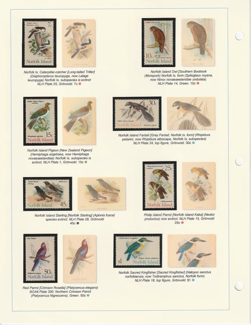 1970-1971 Norfolk Island Birds