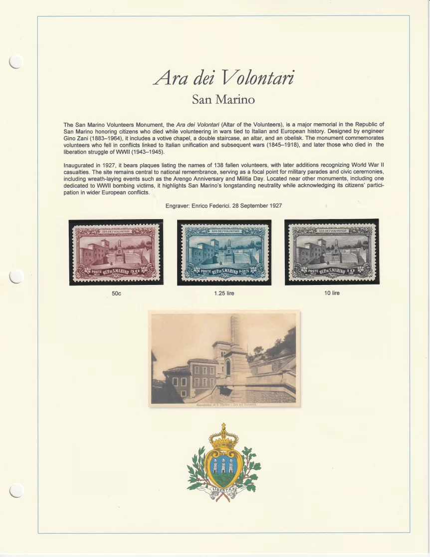 1937 San Marino Ara dei Volontari