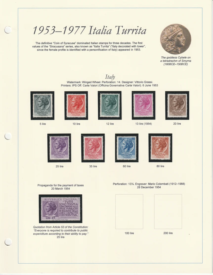 1953-1977 Italia Turrita