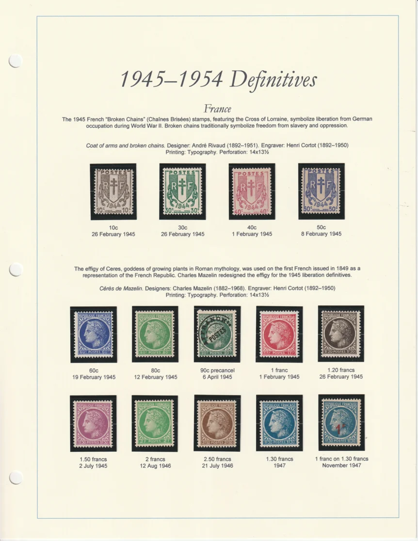 1945-1954 France Definitives