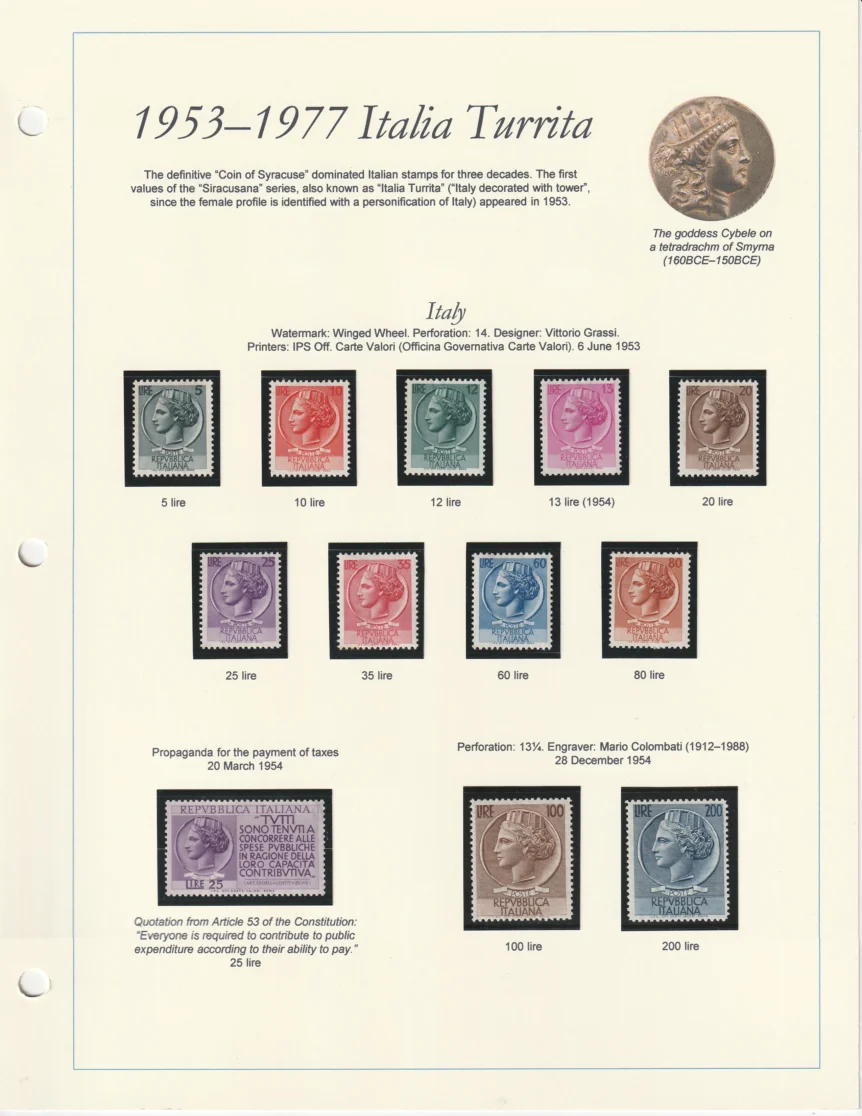 1953-1977 Italia Turrita